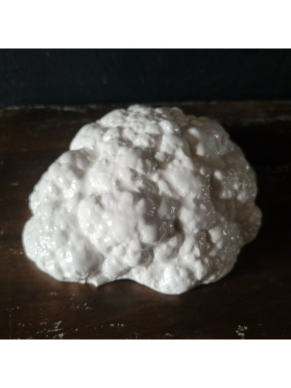 Vintage Ceramic White Cauliflower Sculpture Or Lid Replacement, Ceramic Food
